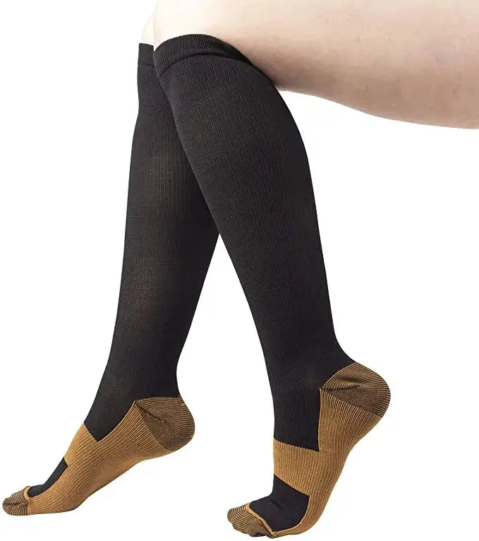 Compression Socks For Varicose Veins And Sports Knee High Nylon Medical Nursing Stockings Anti Fatigue Black
