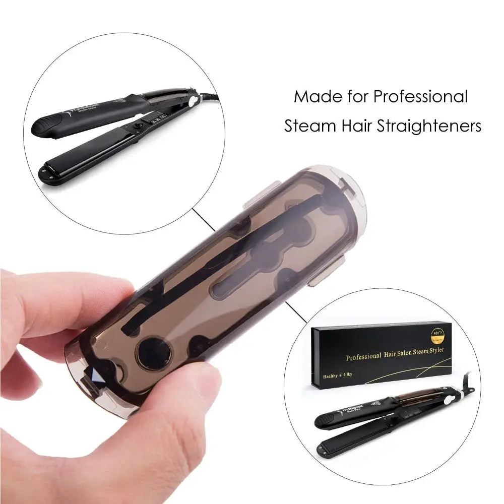 Steam hair straightener by Simples Market with ceramic plates and water reservoir, black 450℉.