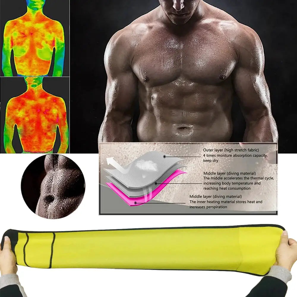 Yellow sauna waist trainer belt for gym fitness, belly control cincher for men and women