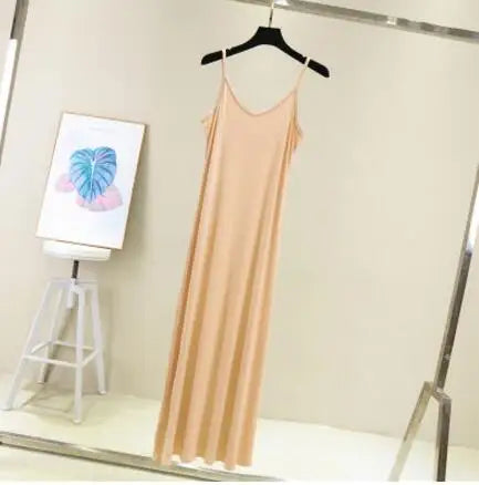 Spring Summer 2026 Women Tank Dress Modal O Neck Camisole Casual Beach