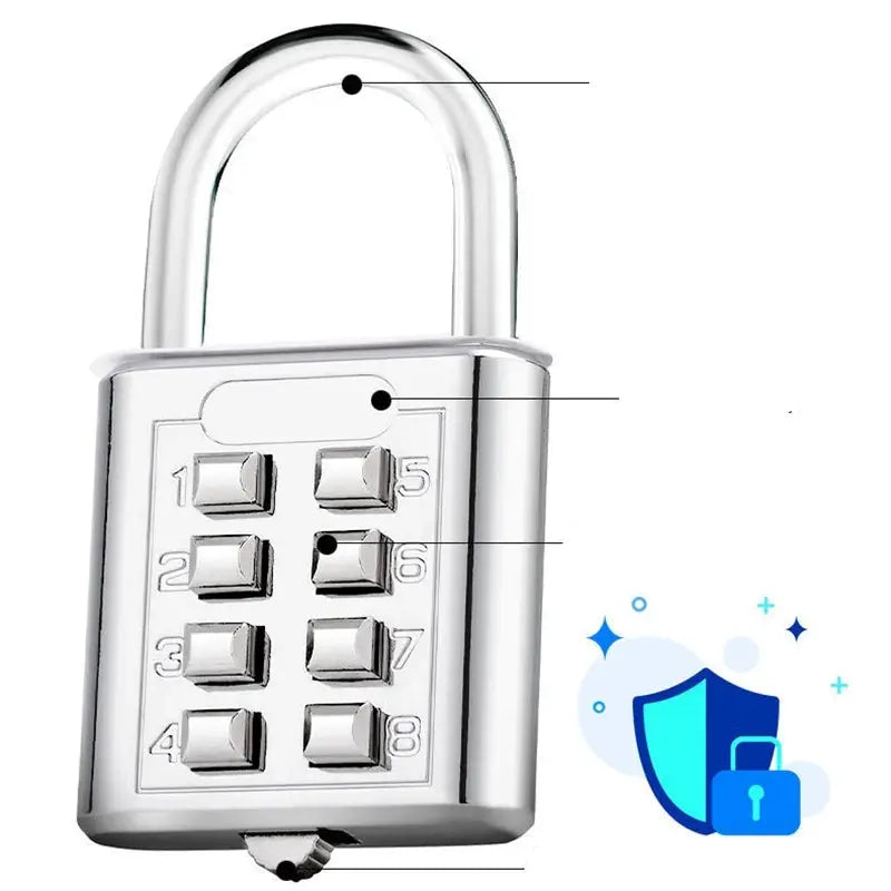 8-digit zinc-alloy padlock with keypad for luggage and travel security