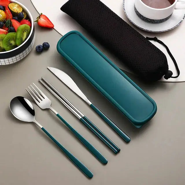 Equi 304 Stainless Steel Tableware Set Durable Rust Resistant Portable Cutlery With Ergonomic Handles And Box