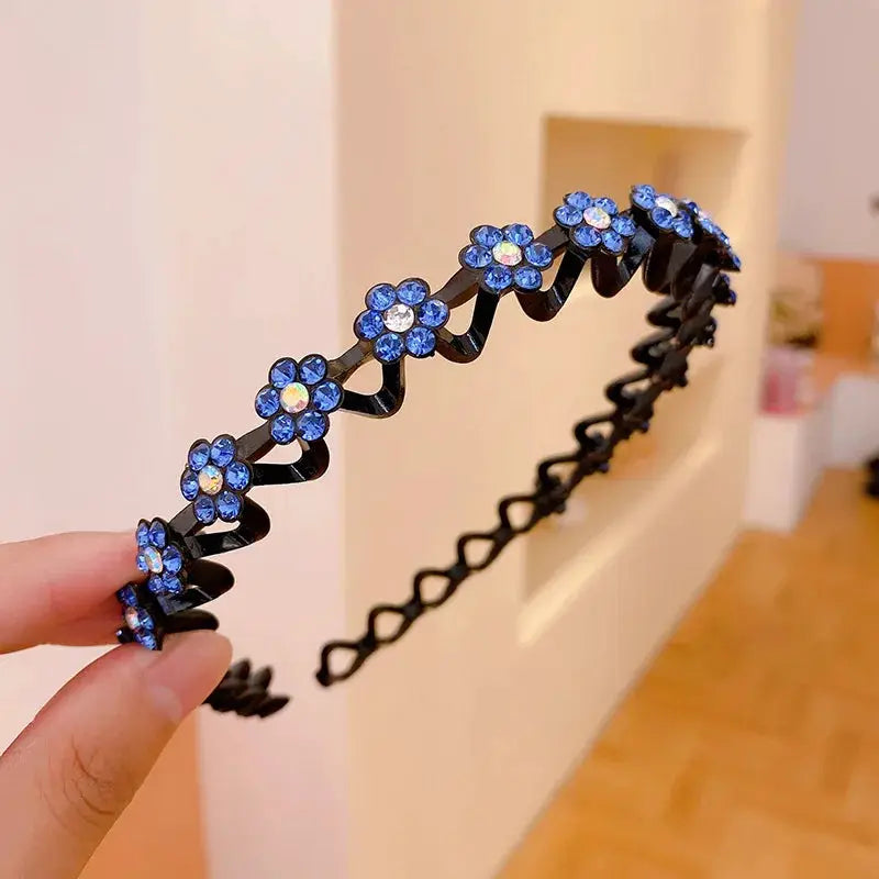 Non Slip Rhinestone Hairbands Elastic Flower Design With Pearl Accents For Women And Girls Headbands