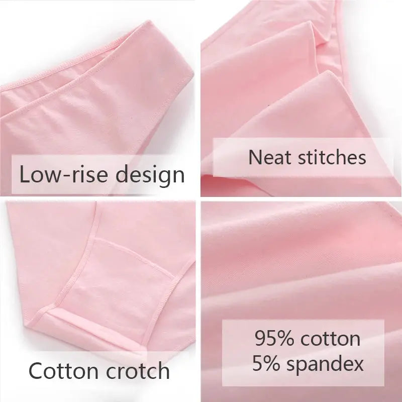 Sexy low-rise pink cotton panties by Simples Market; breathable plus-size briefs, 95% cotton 5% spandex