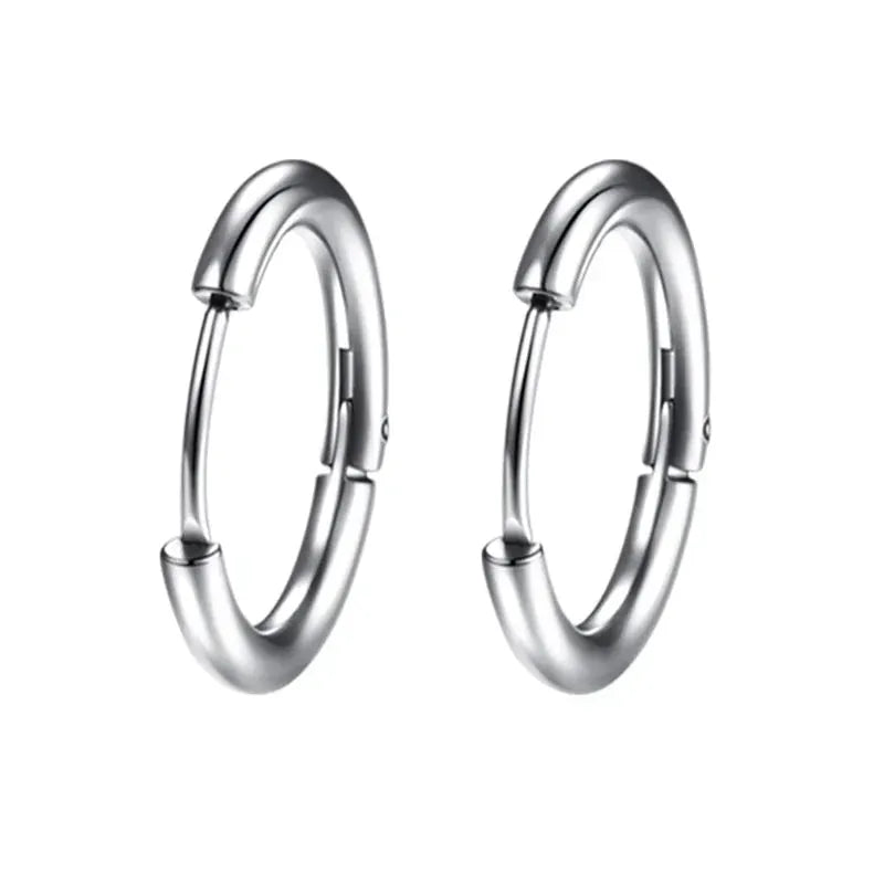 Unisex Stainless Steel Small Hoop Earrings 10mm Thin Circle Hypoallergenic Cartilage Tragus Ear Piercing