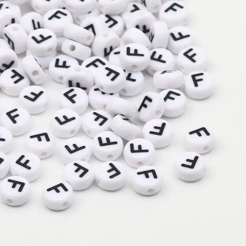 White Round Alphabet Letter Beads 7x4mm A To Z Acrylic Spacer Beads For Jewelry Making DIY Bracelets