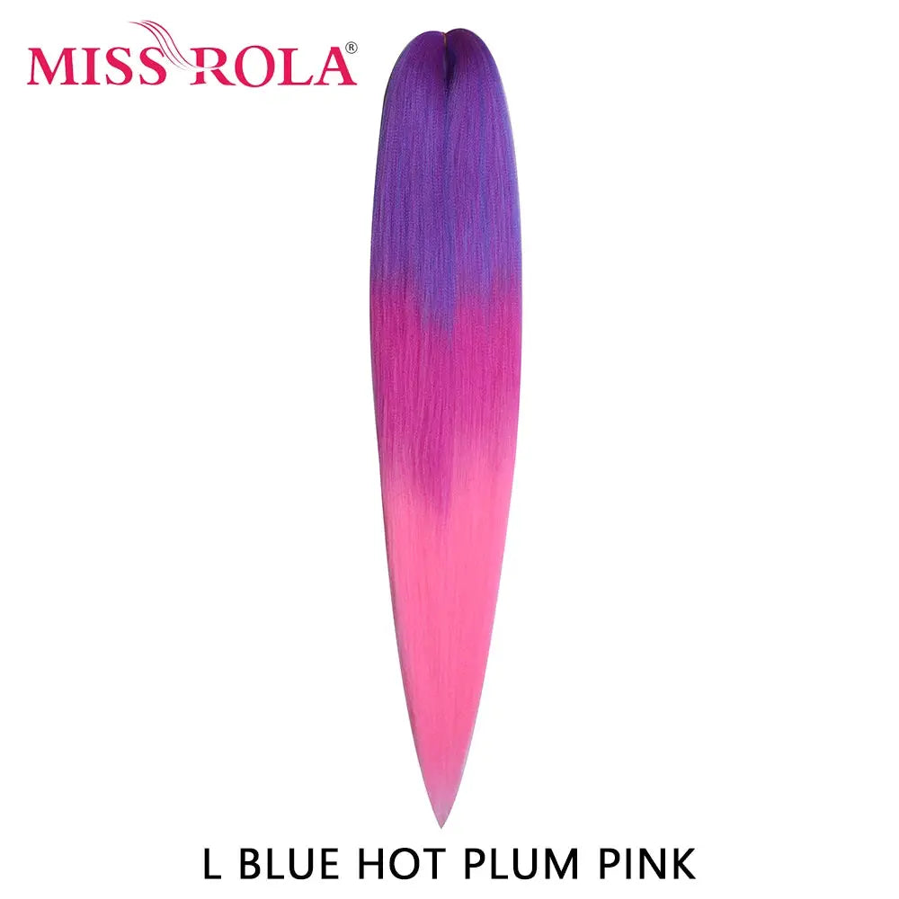 Miss Rola synthetic 30in Kanekalon jumbo hair braid, blue-to-pink gradient, pre-stretched yaki straight