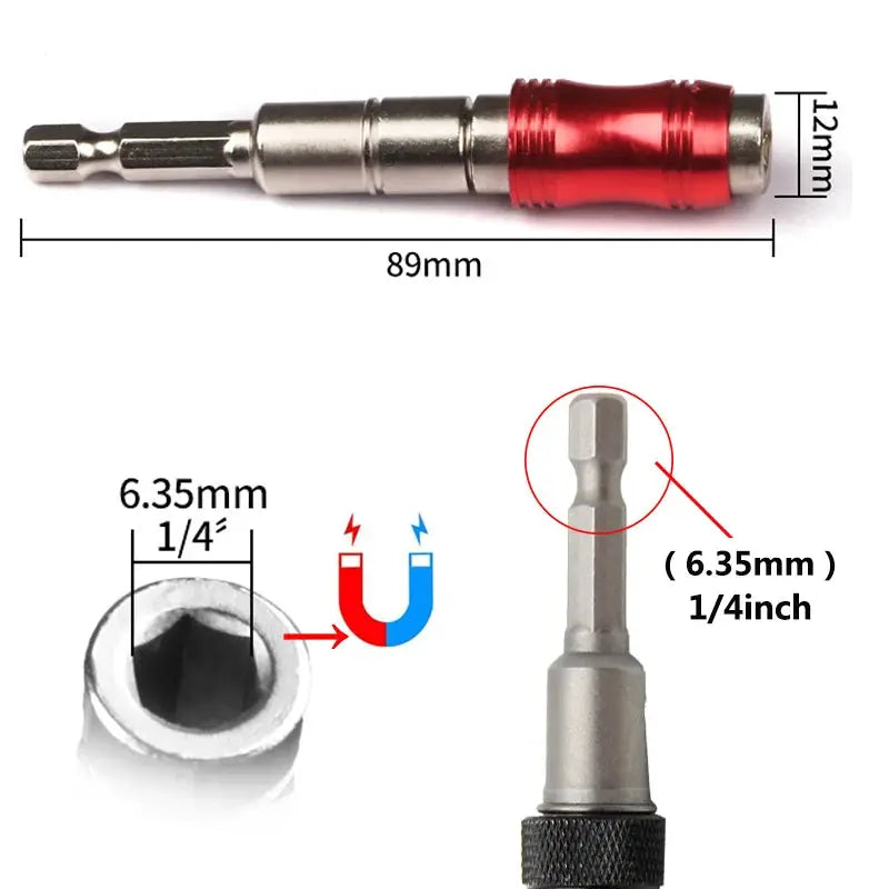 Quarter Inch Hex Magnetic Ring Screwdriver Bit Holder Quick Change Extension Rod For Drill Tools