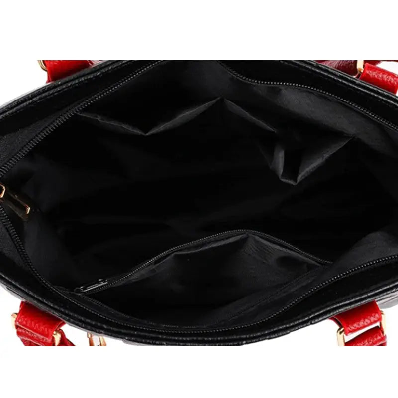 PU leather crossbody bag for women by Simples Market, red handles, large capacity