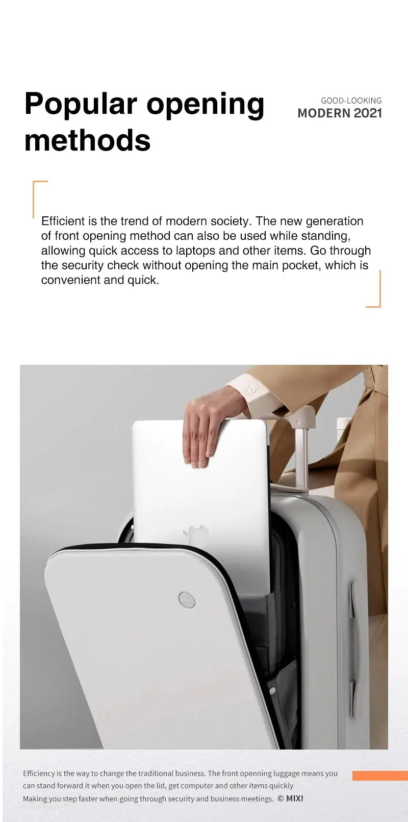 Simples Market Mixi patent design aluminum-frame carry-on suitcase in white with a retractable handle