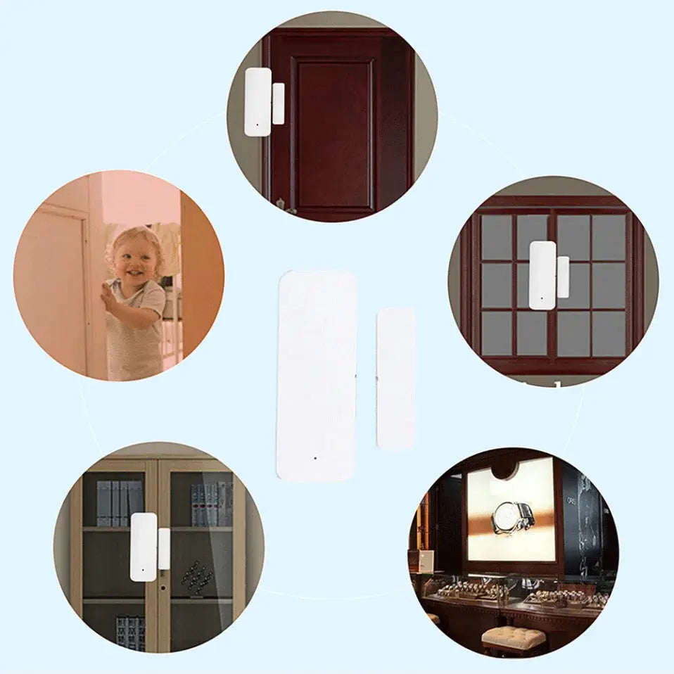 Tuya Zigbee door sensor pair, white 2-pack for open/closed detection in smart home security
