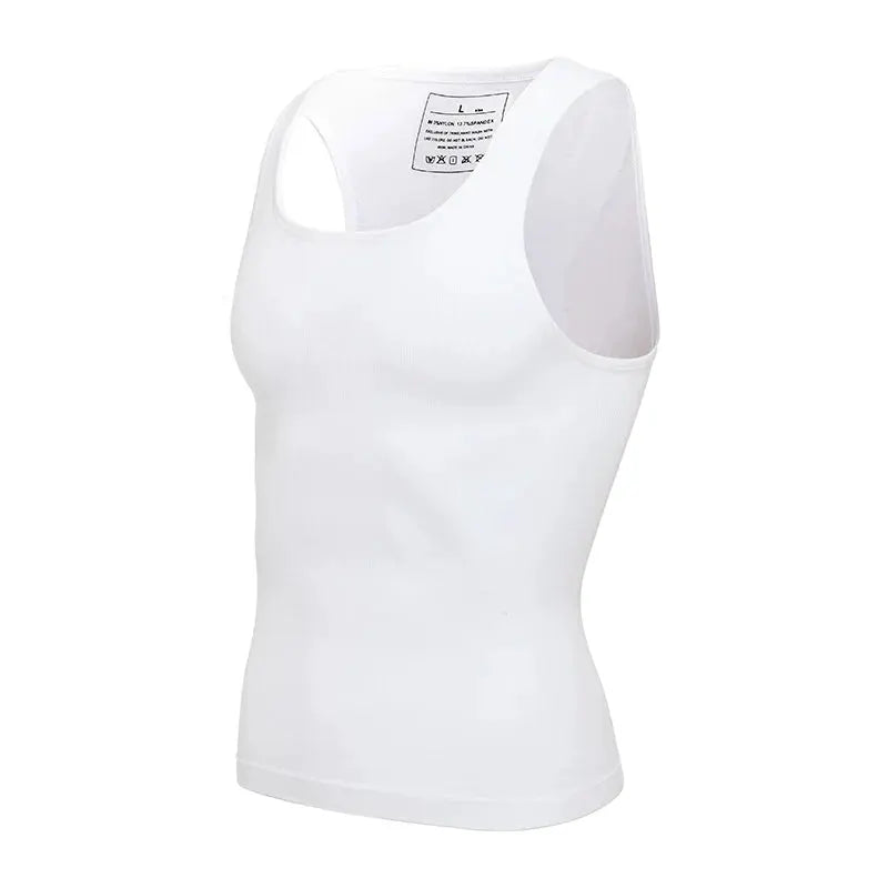 Men's white slimming body shaper compression tank top by Simples Market