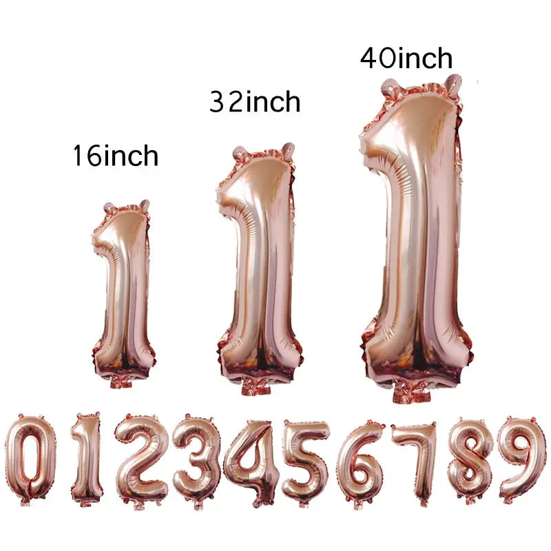 16 32 40 Inch Silver And Rose Gold Foil Number Balloons For Birthday Wedding Baby Shower Party Decorations