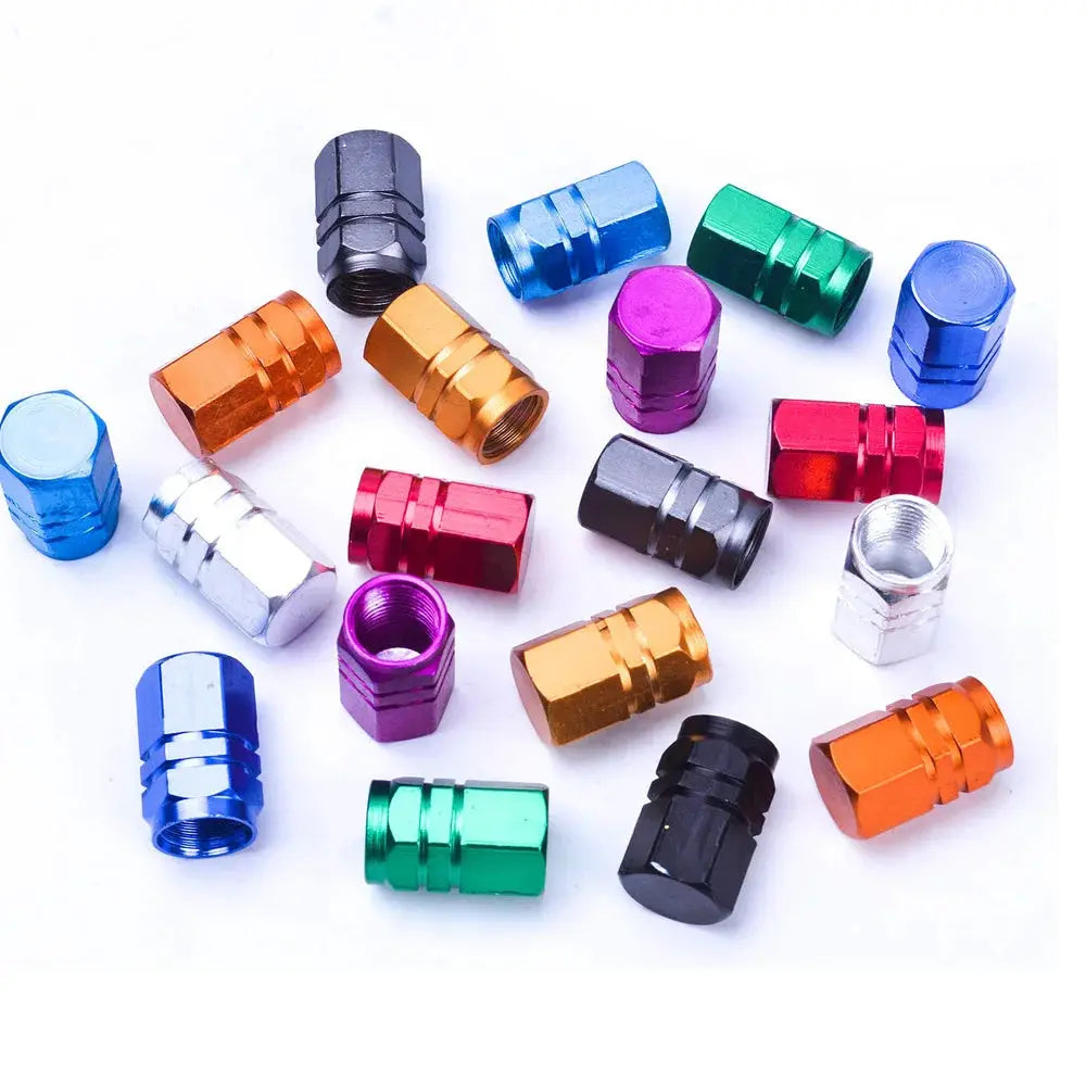 Simples Market AUTCOAT aluminum tire valve caps, multicolor alloy caps for cars and bikes (20 pcs)