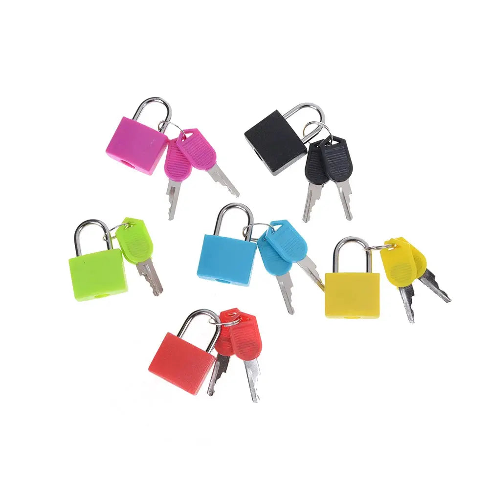 Padlocks: six colorful mini steel locks with two keys each