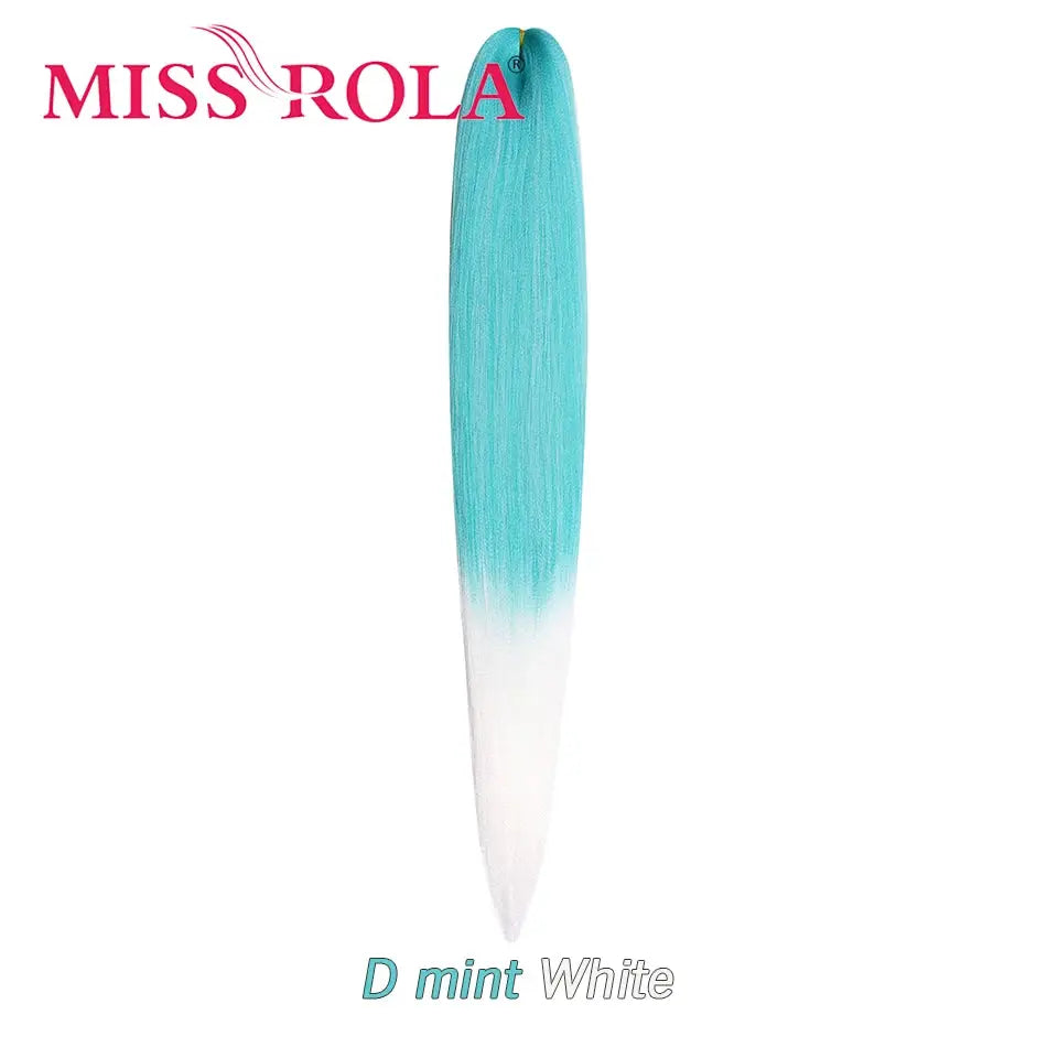 Miss Rola mint teal to white gradient synthetic Kanekalon braid, 30-inch pre-stretched Yaki straight hair extension