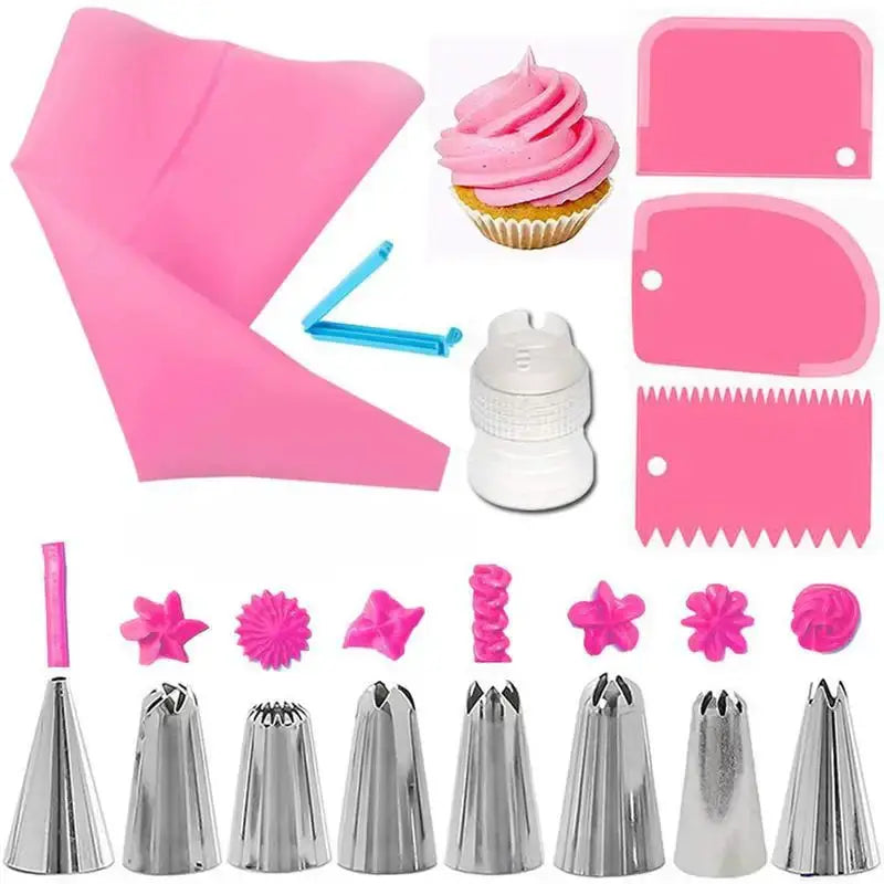 Stainless Steel Pastry Bag And Nozzle Set For Cake Decorating Confectionery Tools And Kitchen Accessories