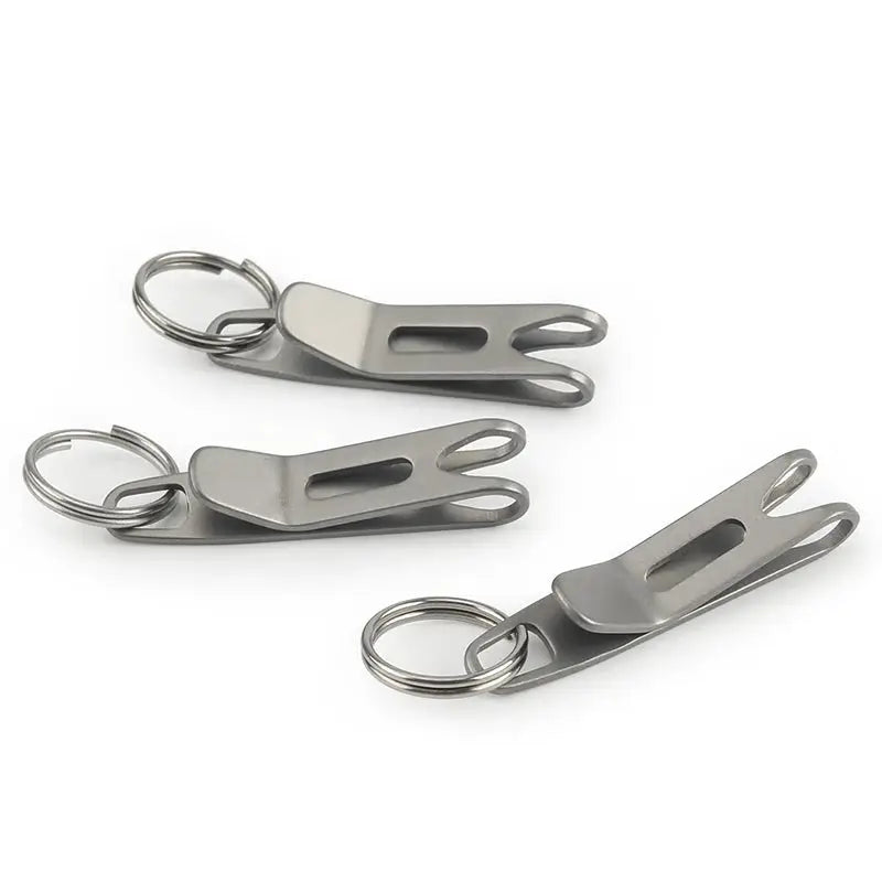 Titanium alloy key ring buckle clip by Simples Market, metallic grey, 3 pcs