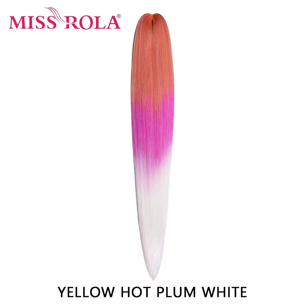 Miss Rola 30in Kanekalon synthetic hair braid, pre-stretched pink-yellow-white gradient, jumbo bulk extension
