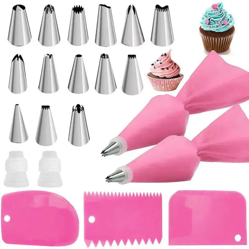 Stainless Steel Pastry Bag And Nozzle Set For Cake Decorating Confectionery Tools And Kitchen Accessories