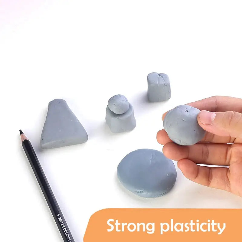 Simples Market plasticity soft rubber erasers, 5-piece gray plasticine-style art stationery set