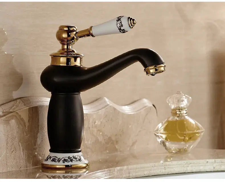 Bathroom faucet Simples Market, antique bronze finish with black body, single-handle water mixer