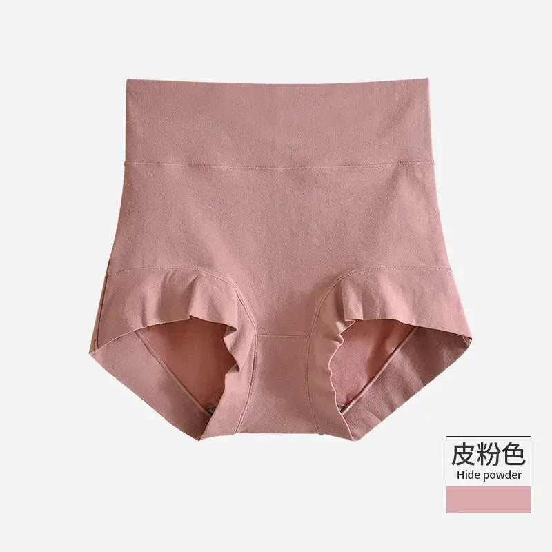 High-rise cotton panties for women in powder pink; 60S cotton briefs with abdomen-control panel