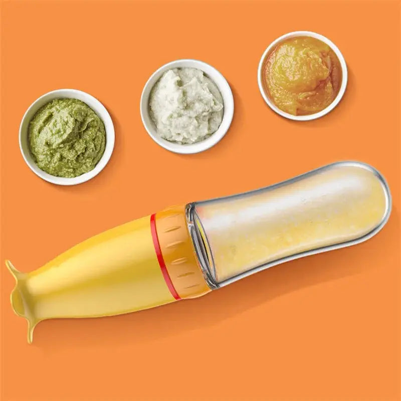 Silicone Baby Bottle With Integrated Squeeze Spoon For Mess Free Feeding Milk Rice Cereal
