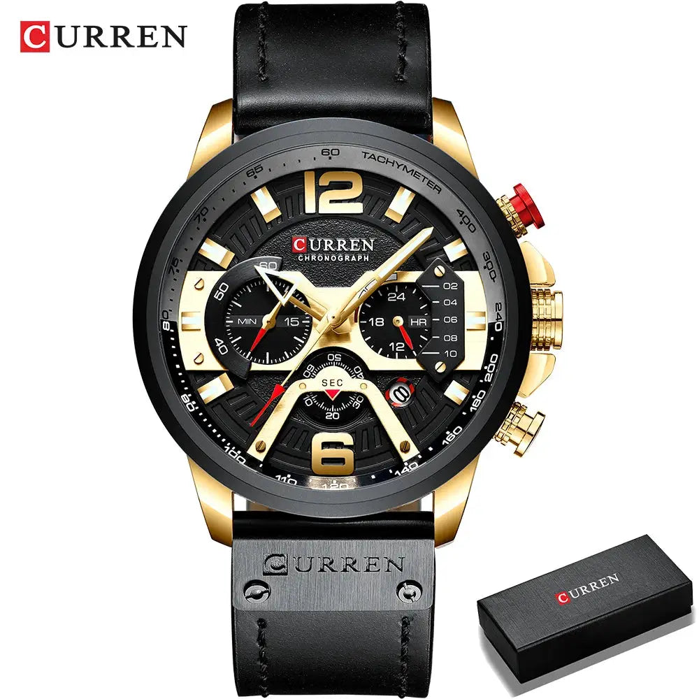 Curren Casual Sport Watch For Men Luxury Military Chronograph With Complete Calendar