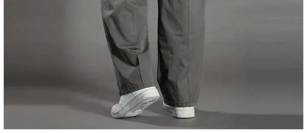 Men's cargo pants, grey cotton workwear, size 6XL, casual trousers