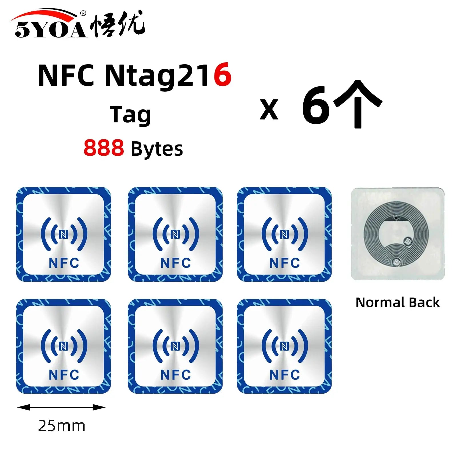 6 Pcs NFC Ntag213 Ntag215 Ntag216 Tags Sticker 13.56MHz Universal RFID Labels For Amiibo And More