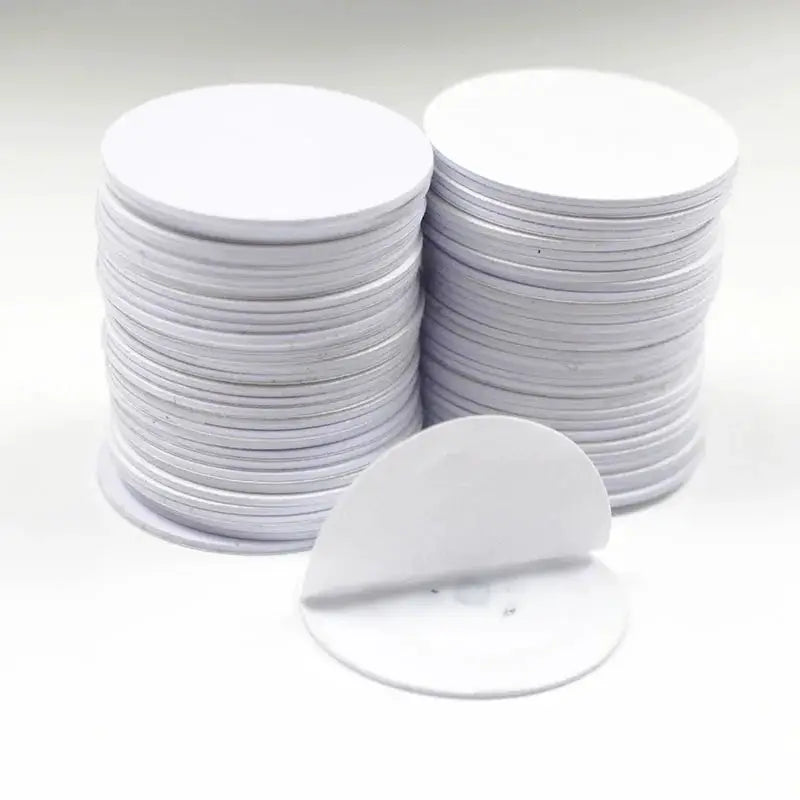 Simples Market 125kHz TK4100 RFID coin cards with adhesive sticker, 25mm diameter, read-only bulk pack