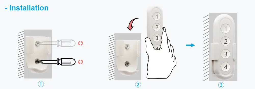 LoraTap ZigBee 3.0 6-button wireless remote by Simples Market; white plastic, installation diagram