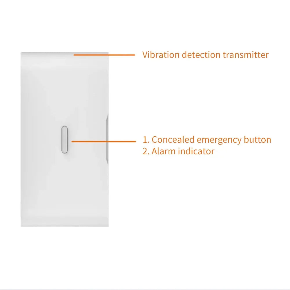 Staniot wireless vibration glass-break sensor, white indoor security transmitter with concealed emergency button