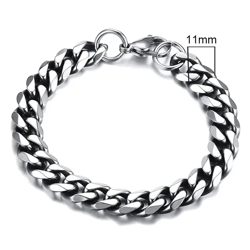 Vnox Stainless Steel Cuban Link Bracelet Unisex Curb Chain for Men and Women with Lobster Clasp