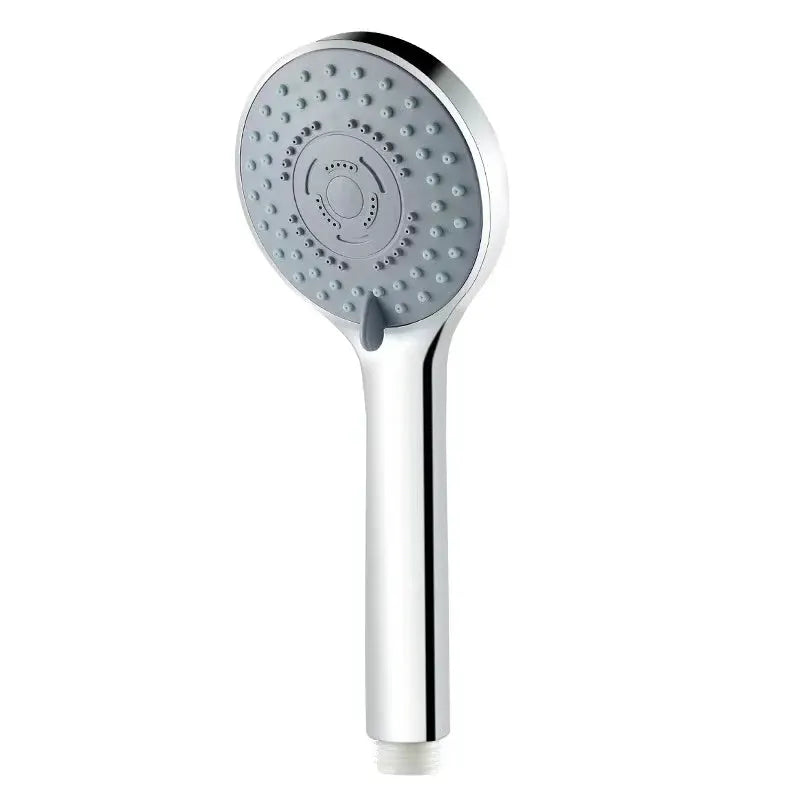Simples Market handheld shower head with chrome finish and gray face, 5 spray modes