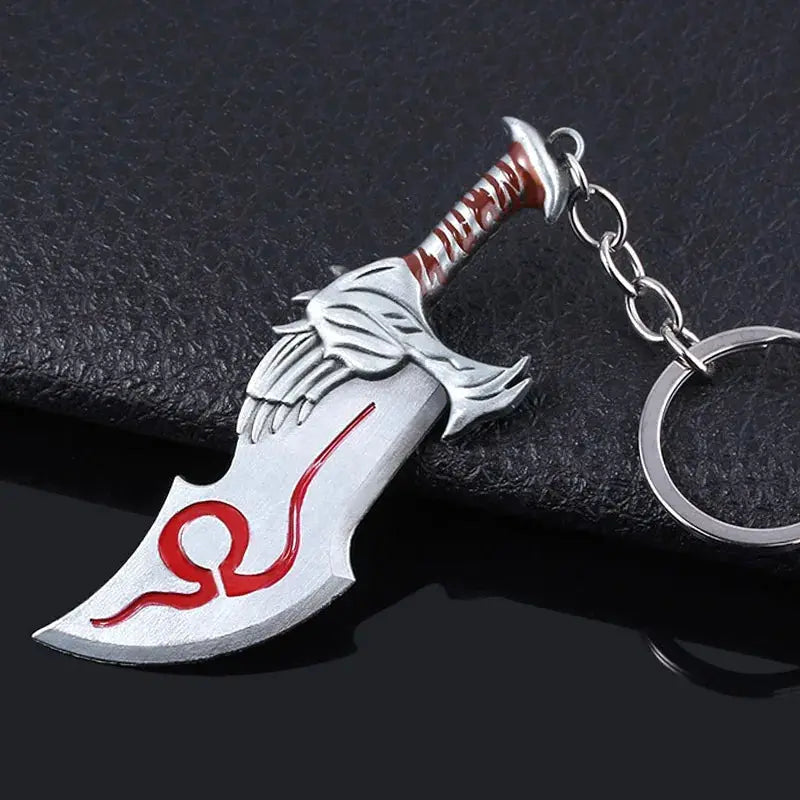 God Of War Kratos Sword Keychain Pendant Zinc Alloy Antique Silver Finish For Keys Backpacks And Bags
