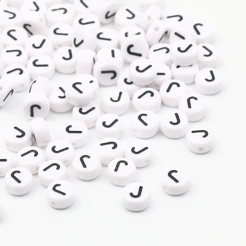 White Round Alphabet Letter Beads 7x4mm A To Z Acrylic Spacer Beads For Jewelry Making DIY Bracelets