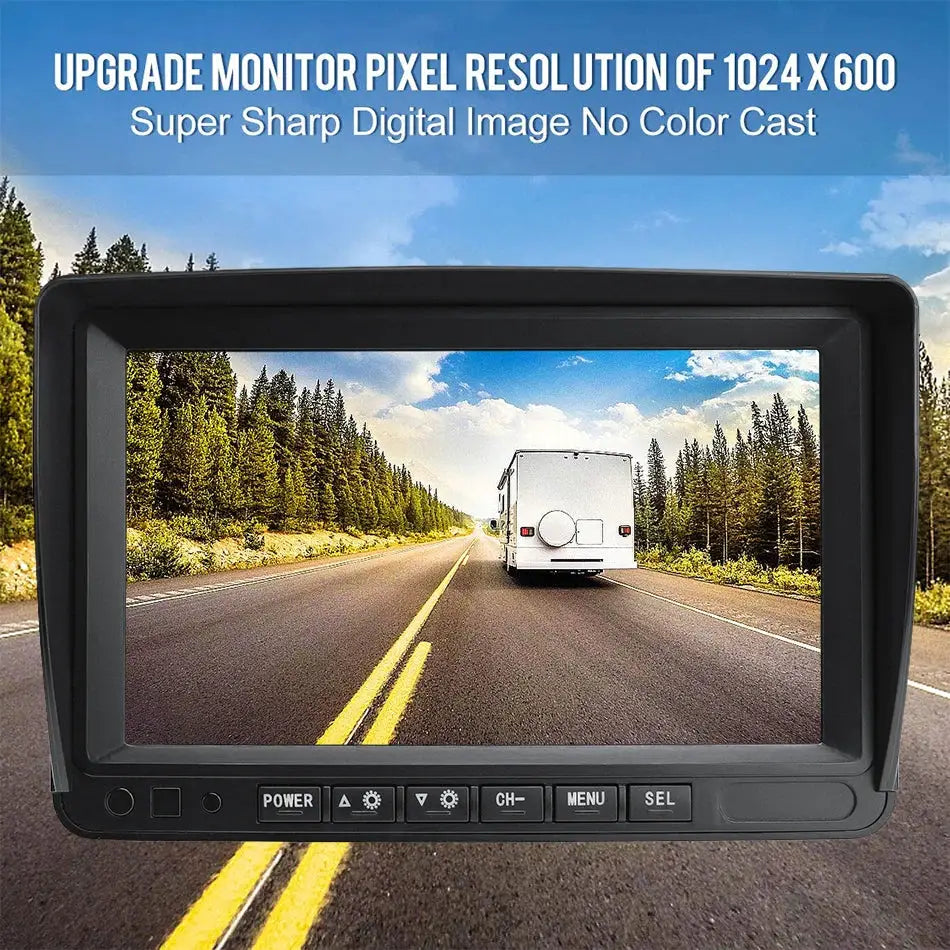 7-inch GreenYi AHD wireless truck DVR monitor with night vision backup camera display