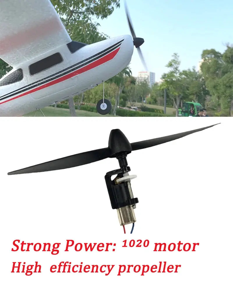 WLtoys F949 LCD RC airplane Cessna 182, white with red stripe, 1020 motor, high-efficiency propeller
