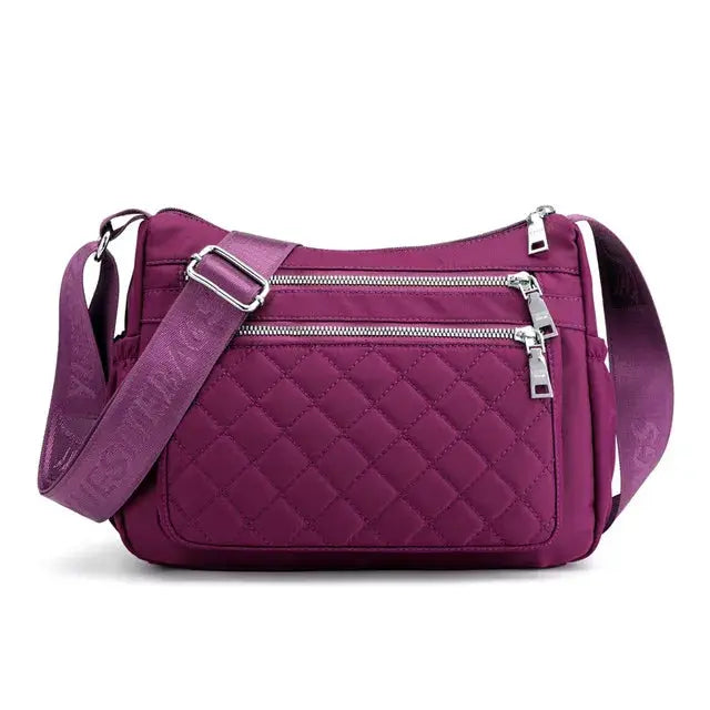 Yogodlns Women Nylon Shoulder Bag Waterproof With Multi Pocket Zipper Design For Travel And Everyday Use