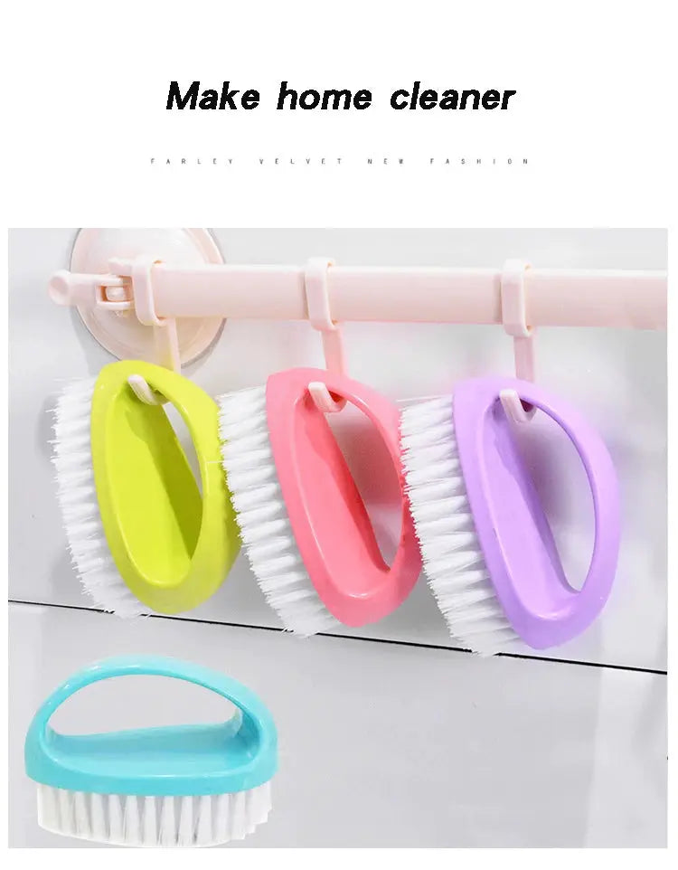 Egg-shaped cleaning brush set by Simples Market in yellow, pink, purple, and blue with soft bristles (4 pcs)