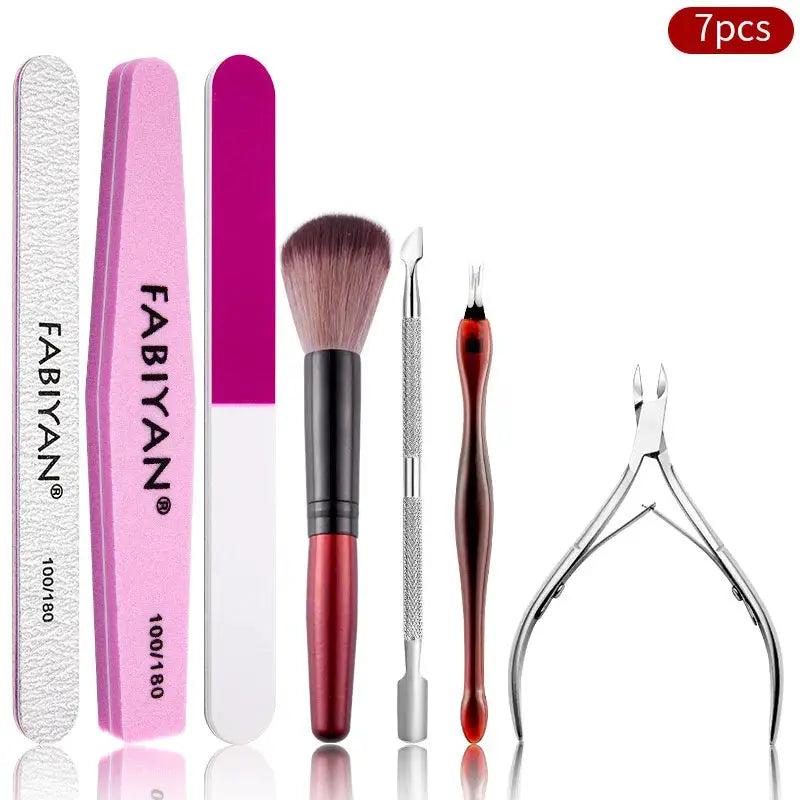 Simples Market manicure set, 7pc, includes nail files, buffer, brush, cuticle pushers, tweezers and nail clippers