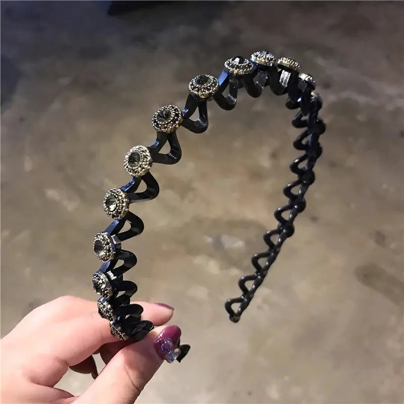 Non Slip Rhinestone Hairbands Elastic Flower Design With Pearl Accents For Women And Girls Headbands
