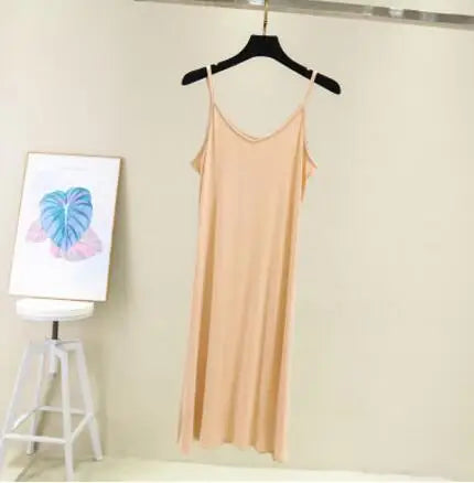 Spring Summer 2026 Women Tank Dress Modal O Neck Camisole Casual Beach