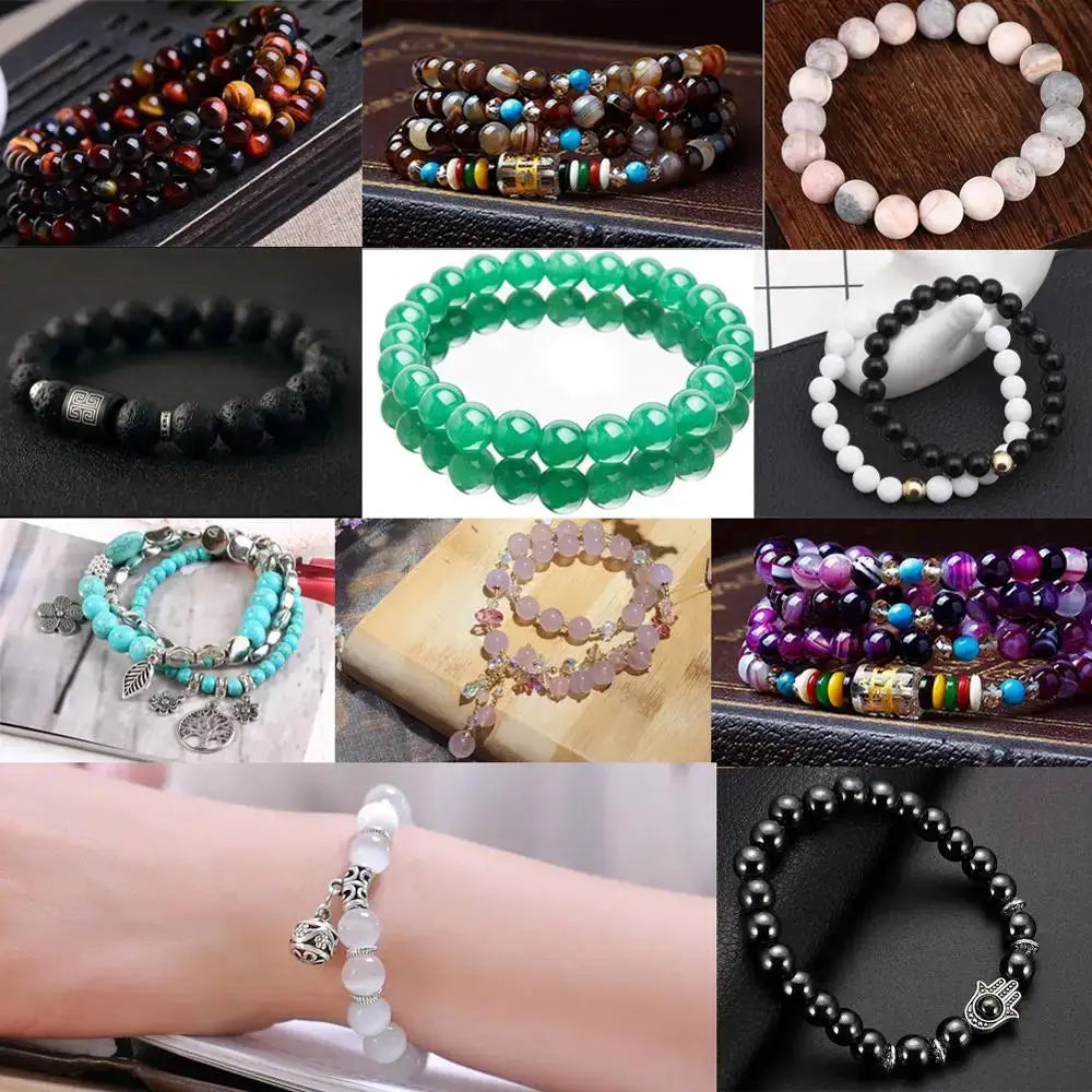 Natural Round Gemstone Beads Mix Tiger Eye Amazonite Lava Turquoise Agate Jasper Garnet for Jewelry Making DIY