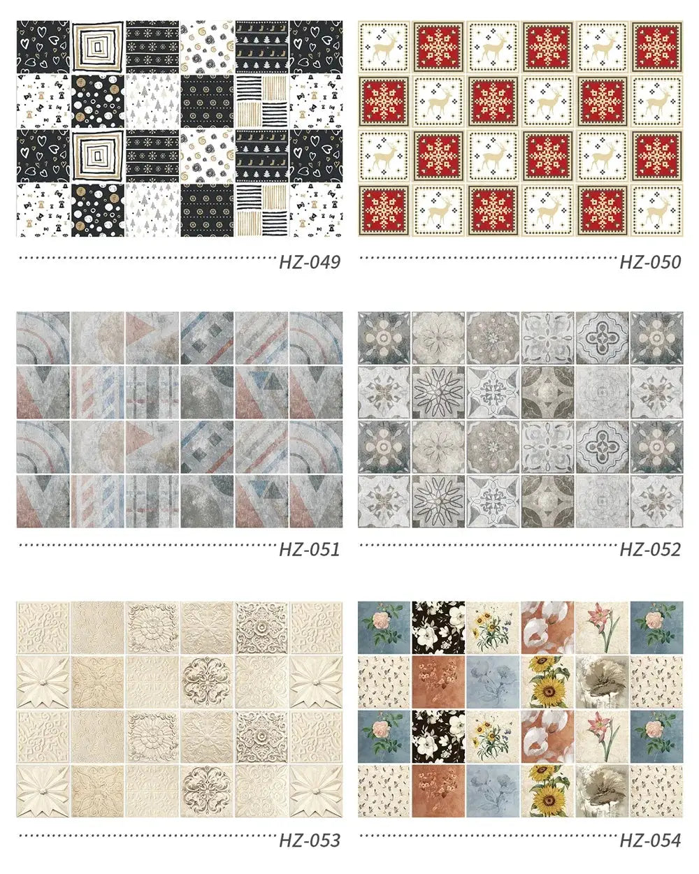 24pc light-color tile wall stickers by Simples Market; waterproof adhesive decals for kitchen and bathroom; 6 designs.