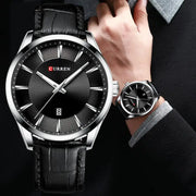 Curren Quartz Watches For Mens Leather Strap Luxury Minimalist Business Wristwatch Stainless Steel Case