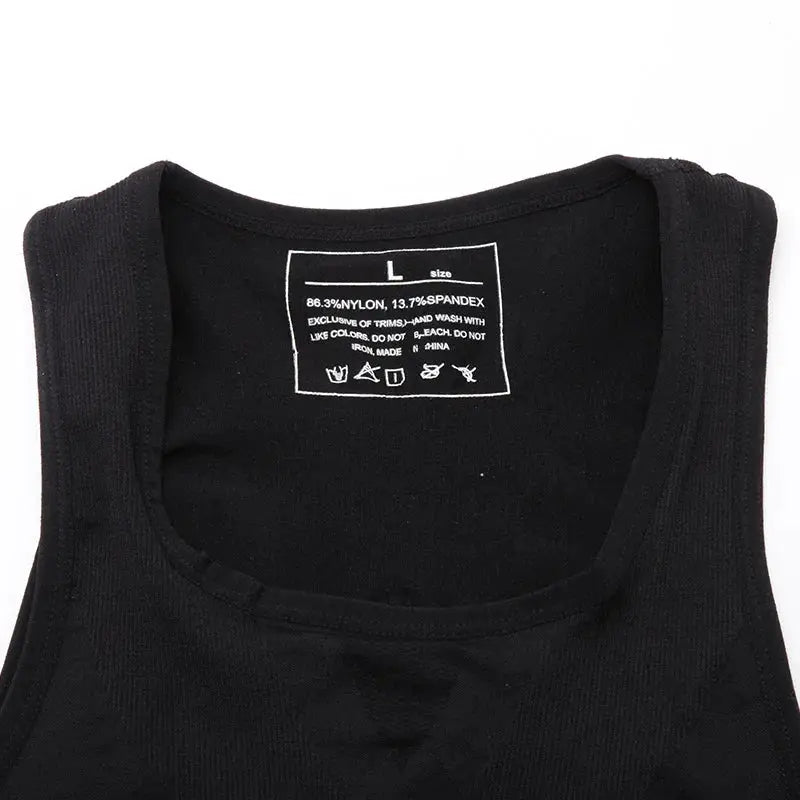 Men's slimming shapewear tank top in black nylon-spandex by Simples Market