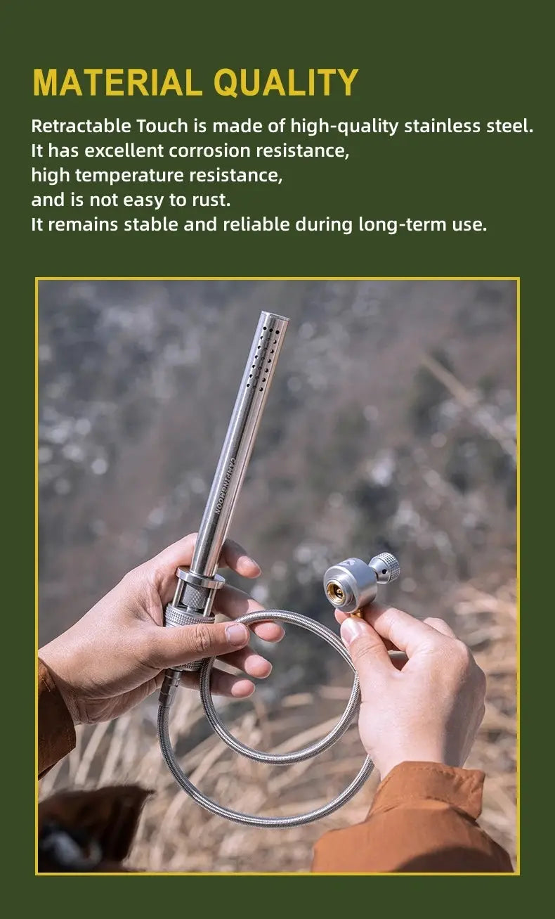 CampingMoon XD-6-NE torch spray gun, stainless steel with braided hose for outdoor camping and BBQ.